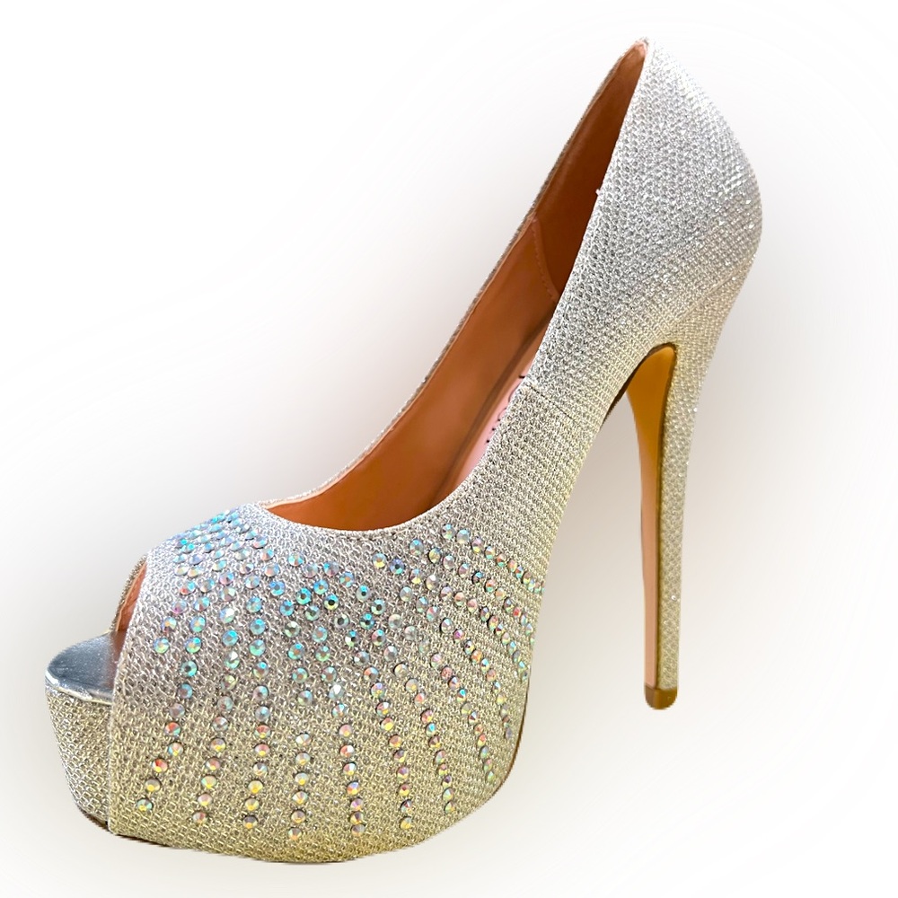 Silver Rhinestone Heels